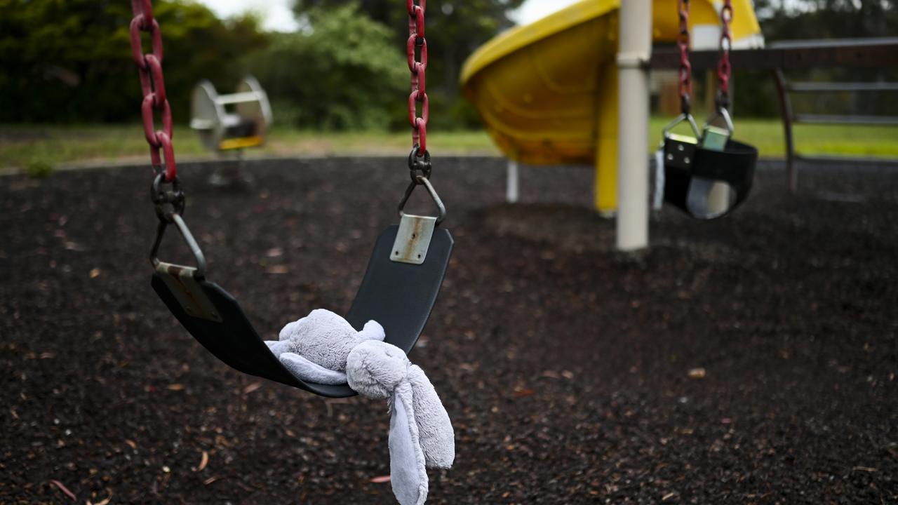 An abandoned children's toy in a playground
