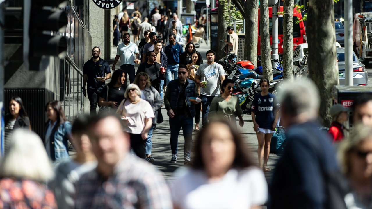 Office workers in the Central Business District in Melbourne