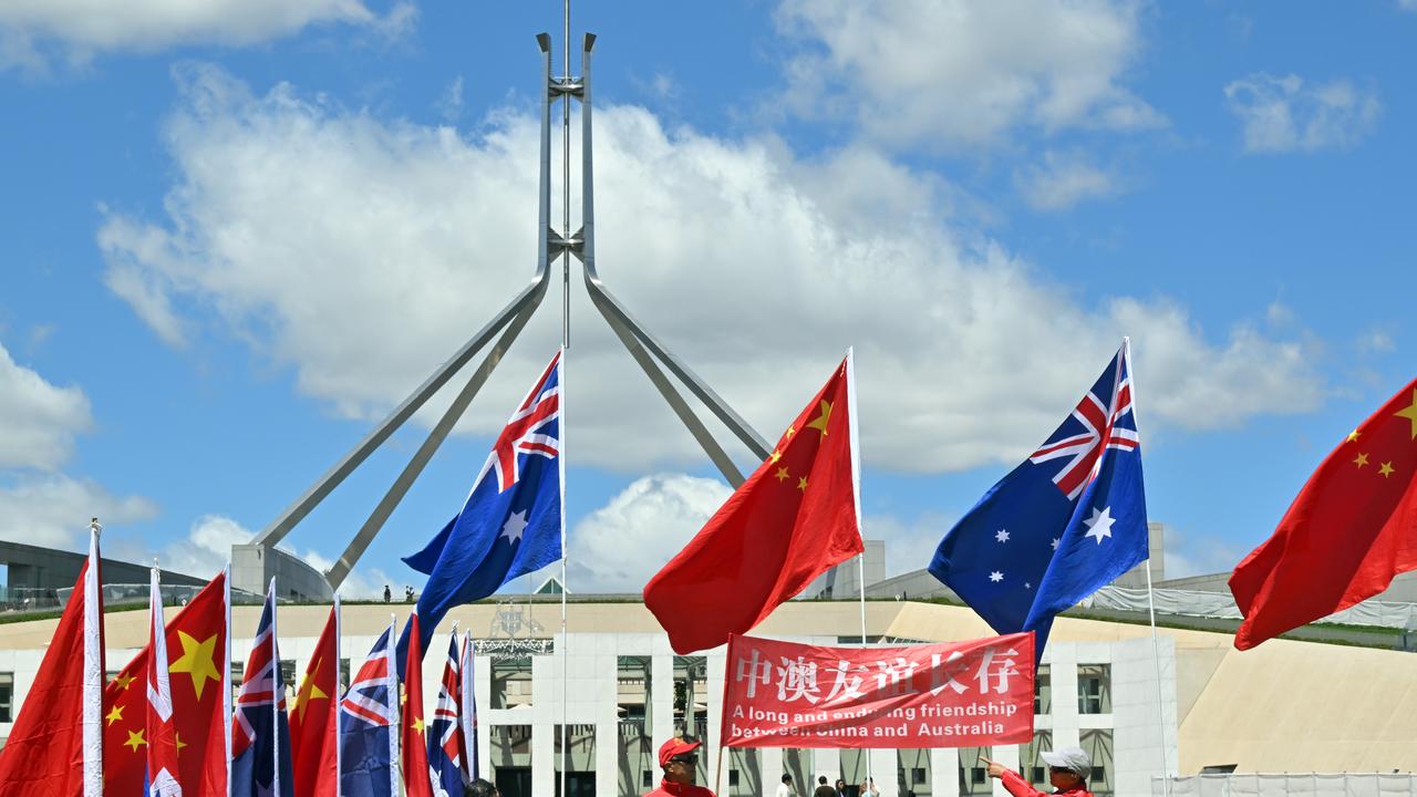 Chinese and Australian flags