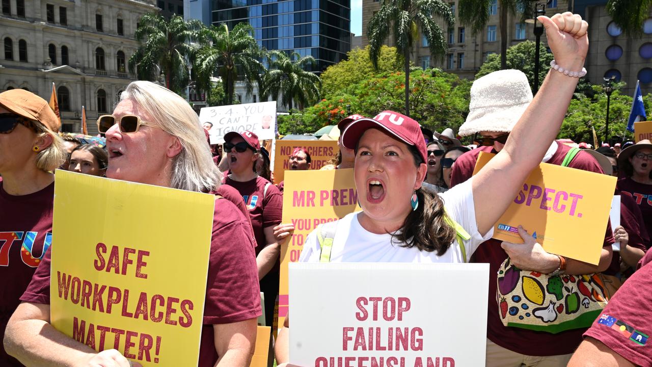 Striking Queensland teachers in Brisbane