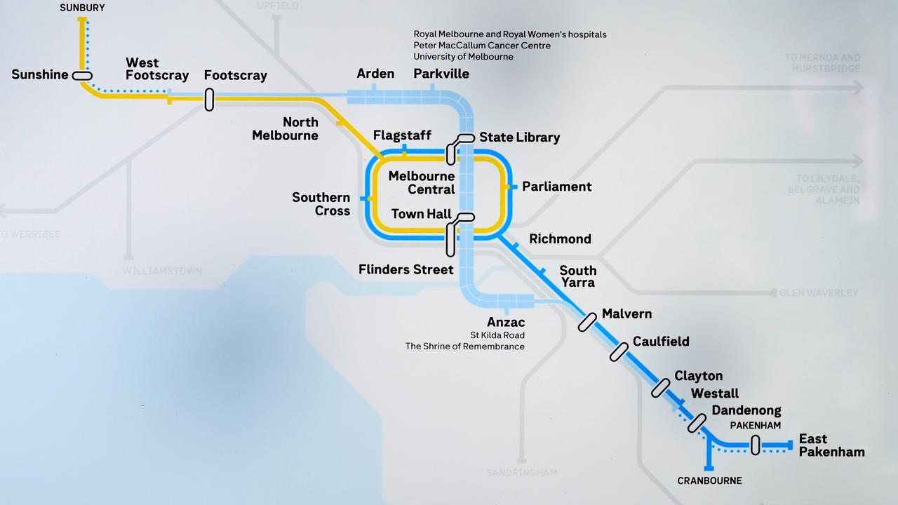 A map of Metro Tunnel services