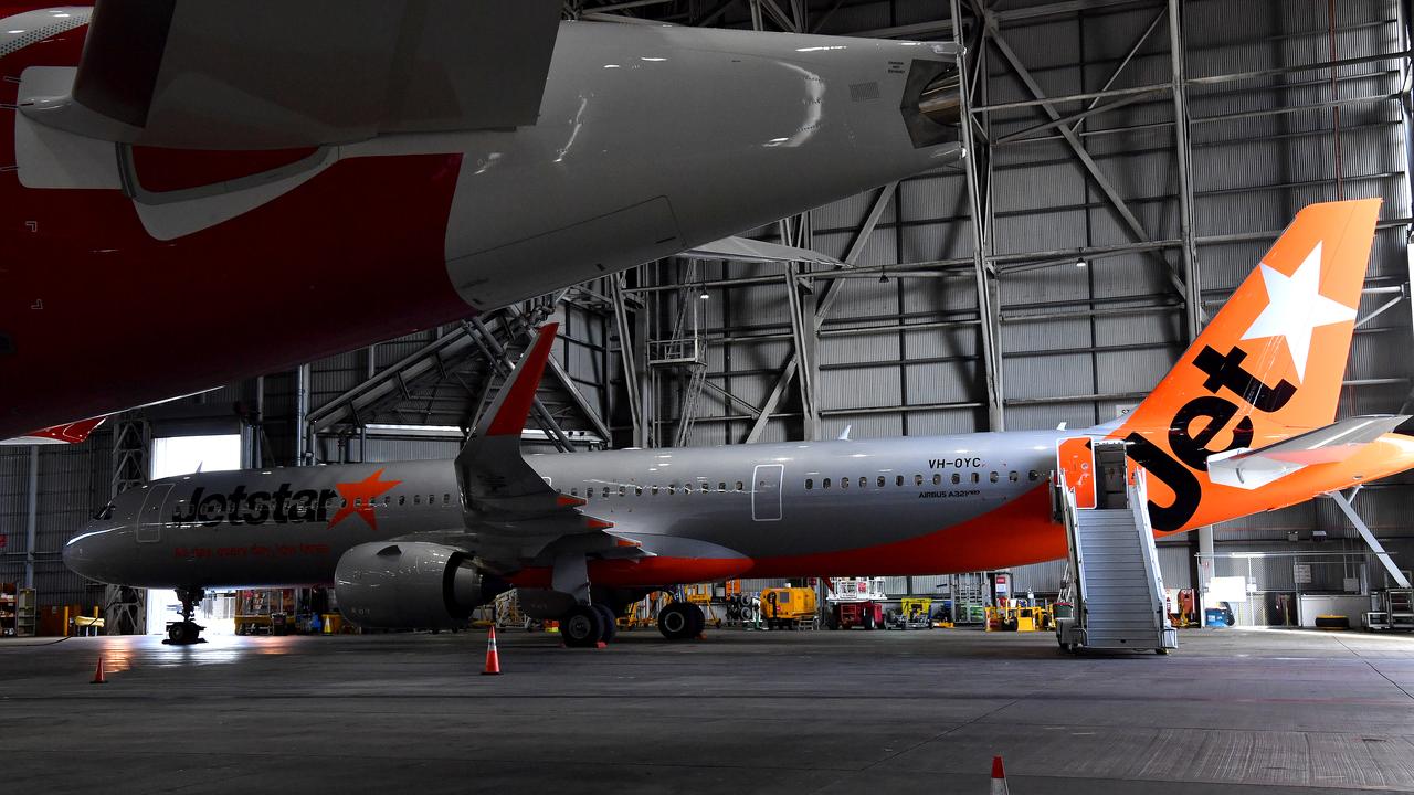 Jetstar plane in hangar