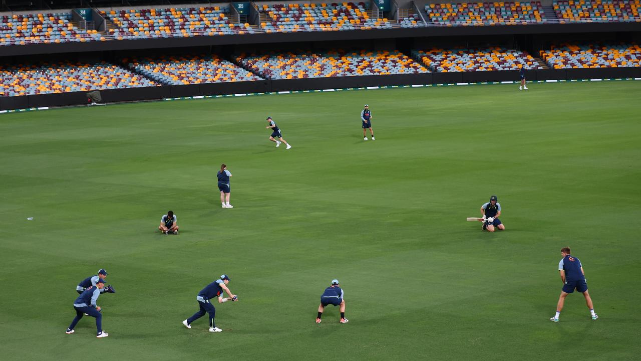 Australian players sweat it out during a training session
