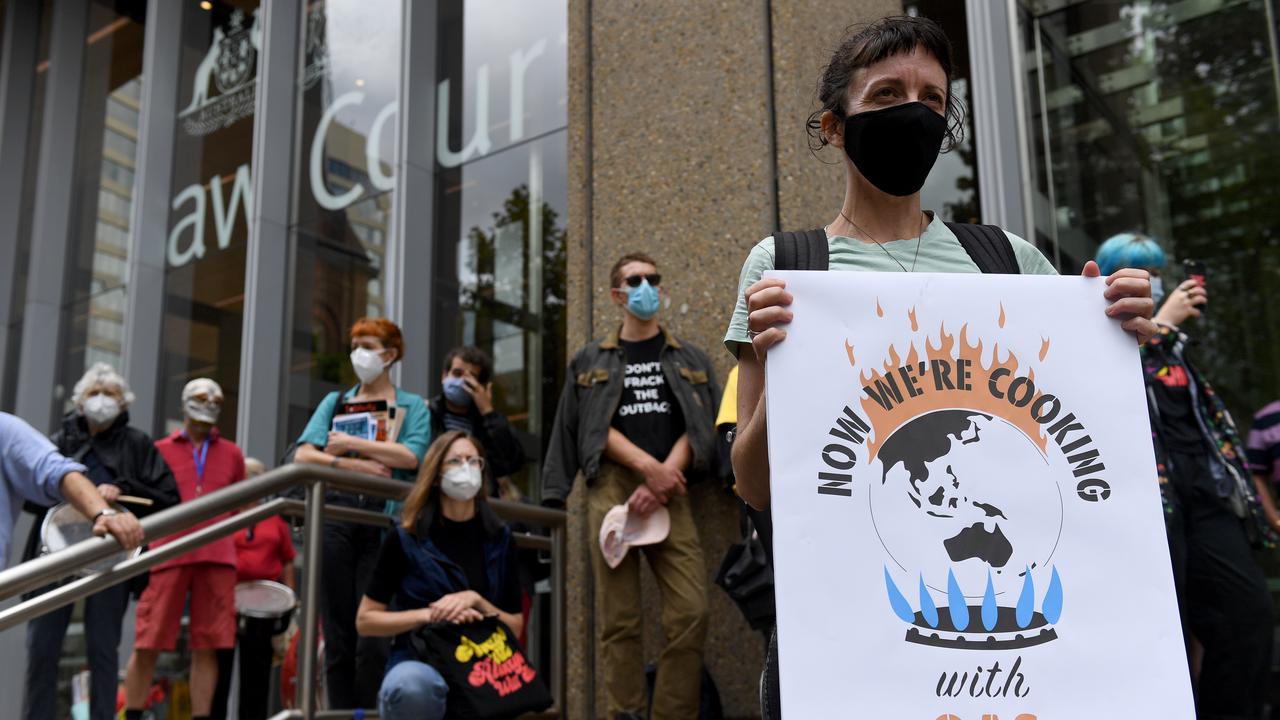 Protesters outside court (file)