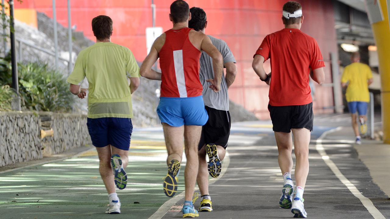A group of men jogging
