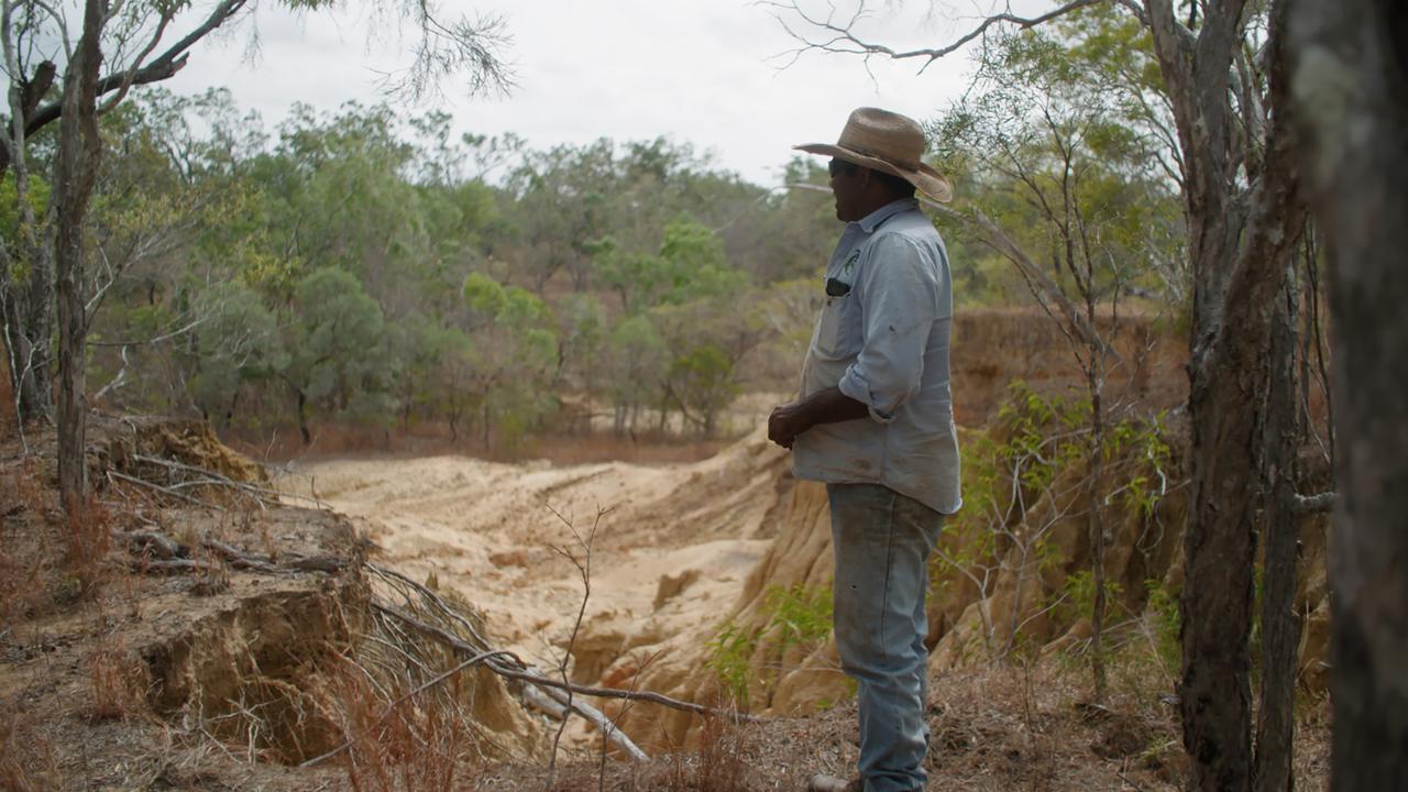 Vince Harrigan with erosion on Normanby Station