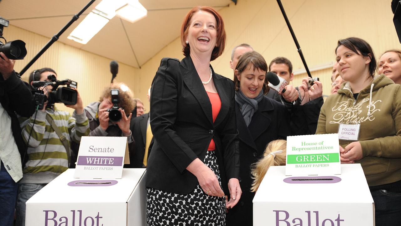 Julia Gillard at a polling booth (file image)