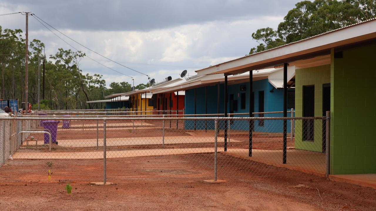 A row of social housing dwellings in a remote NT town