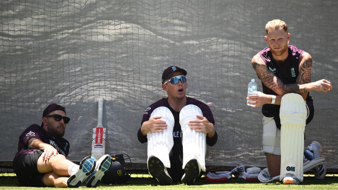 Coach Brendan McCullum, Zak Crawley and Stokes.