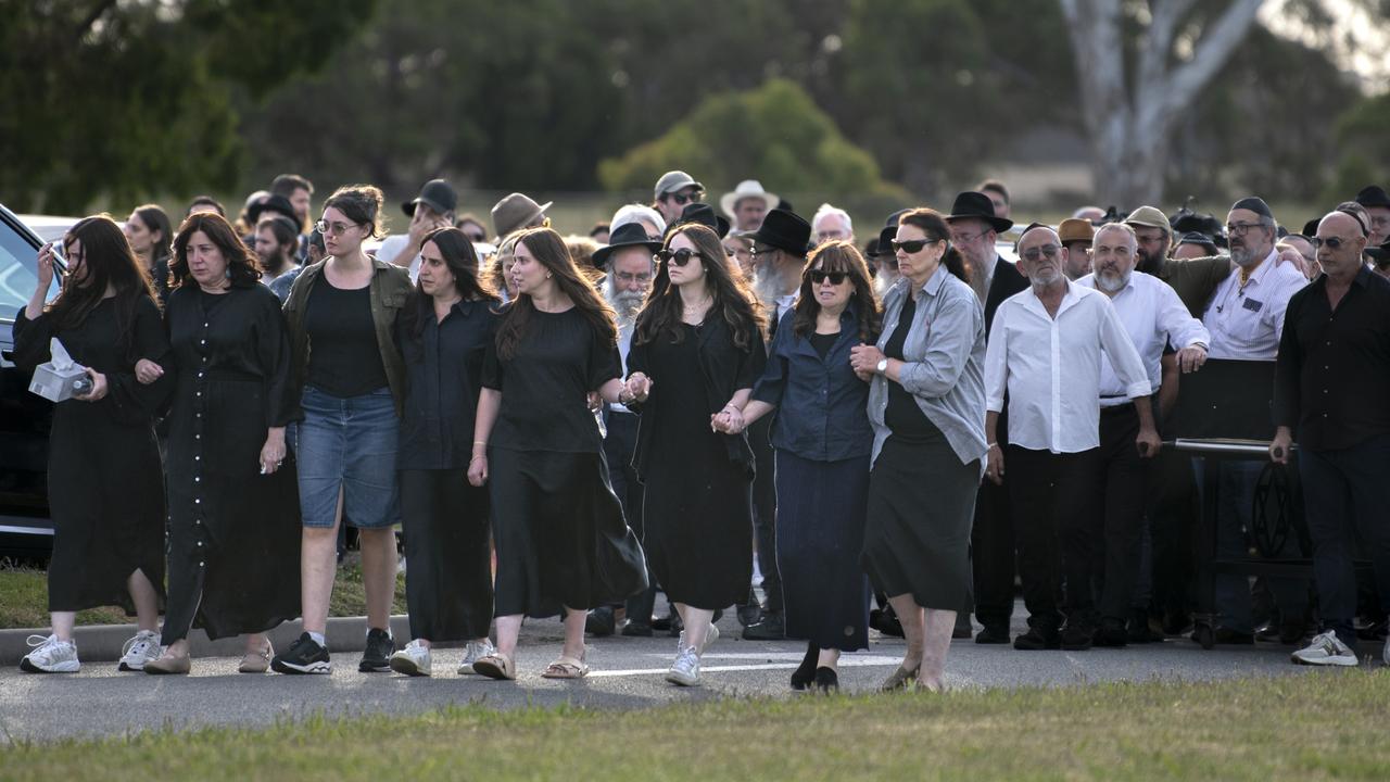 The family of Reuven Morrison led his coffin in Melbourne