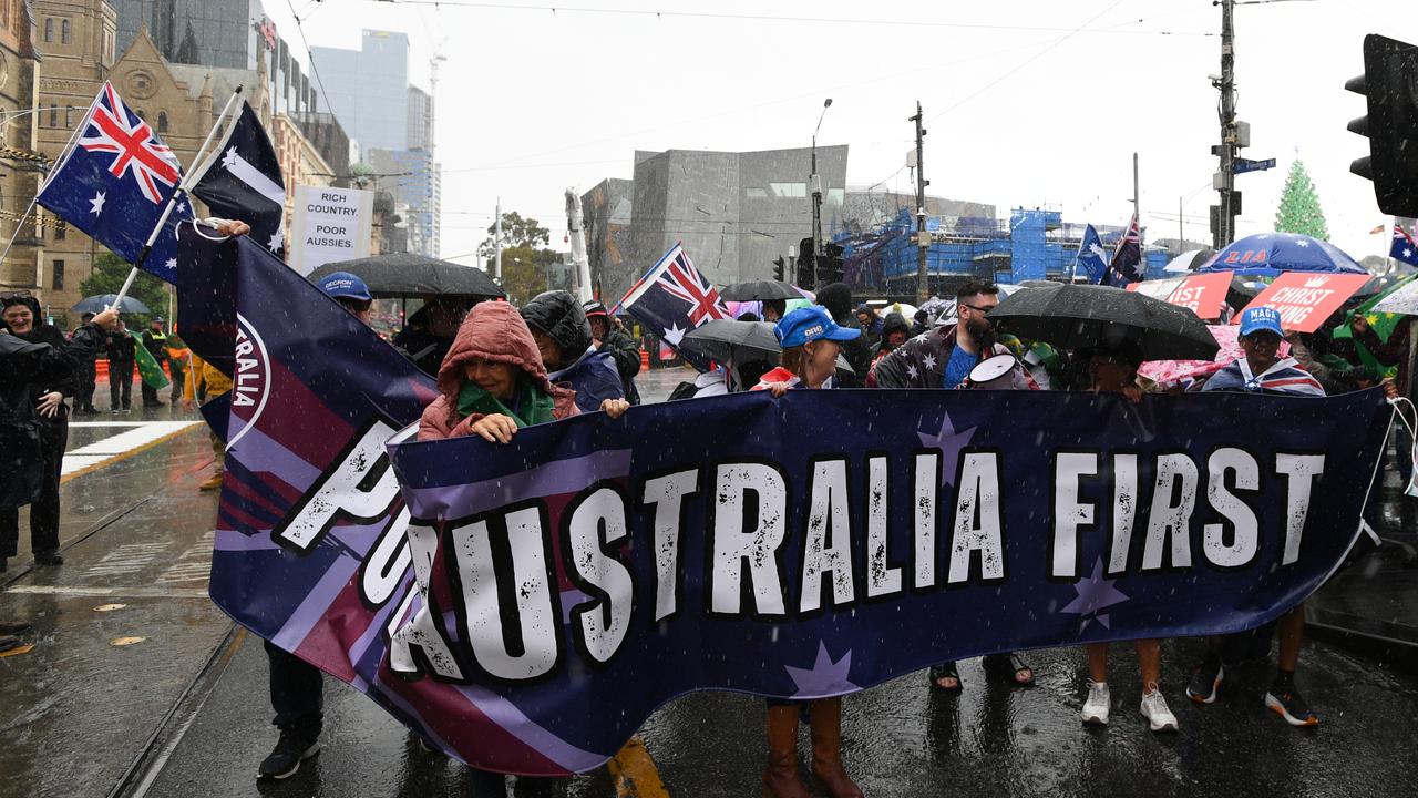 Anti-immigration rally in Melbourne on November 30