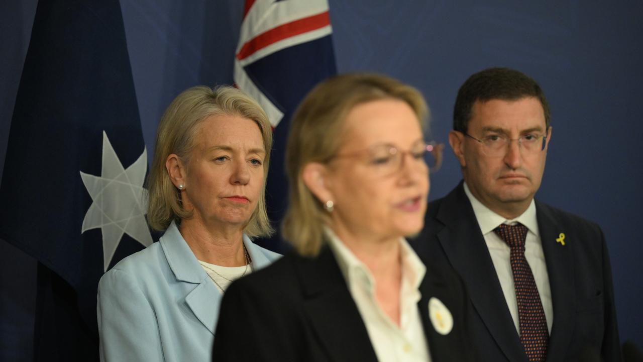 Sussan Ley, Bridget McKenzie (left) and Julian Leeser 