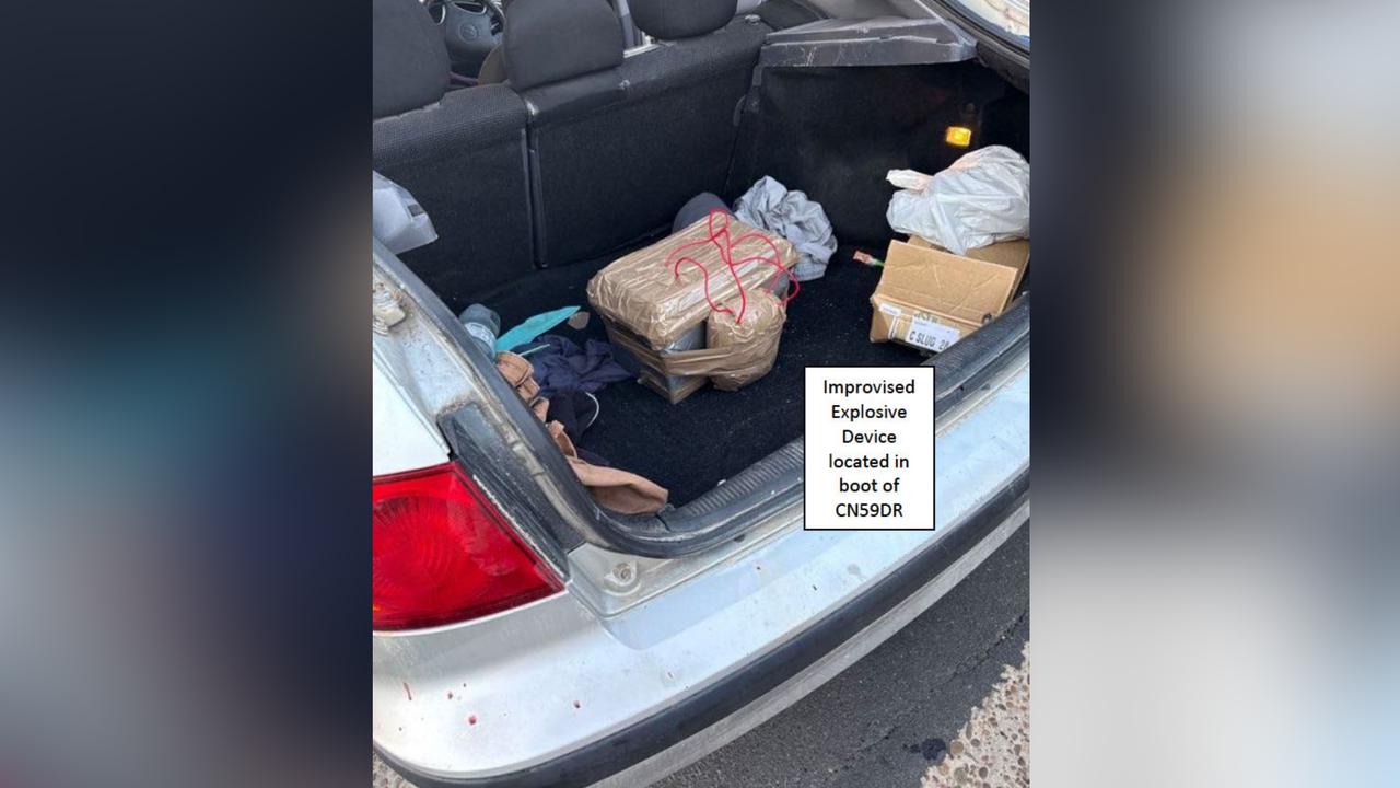 Photo of improvised explosive device in car boot 