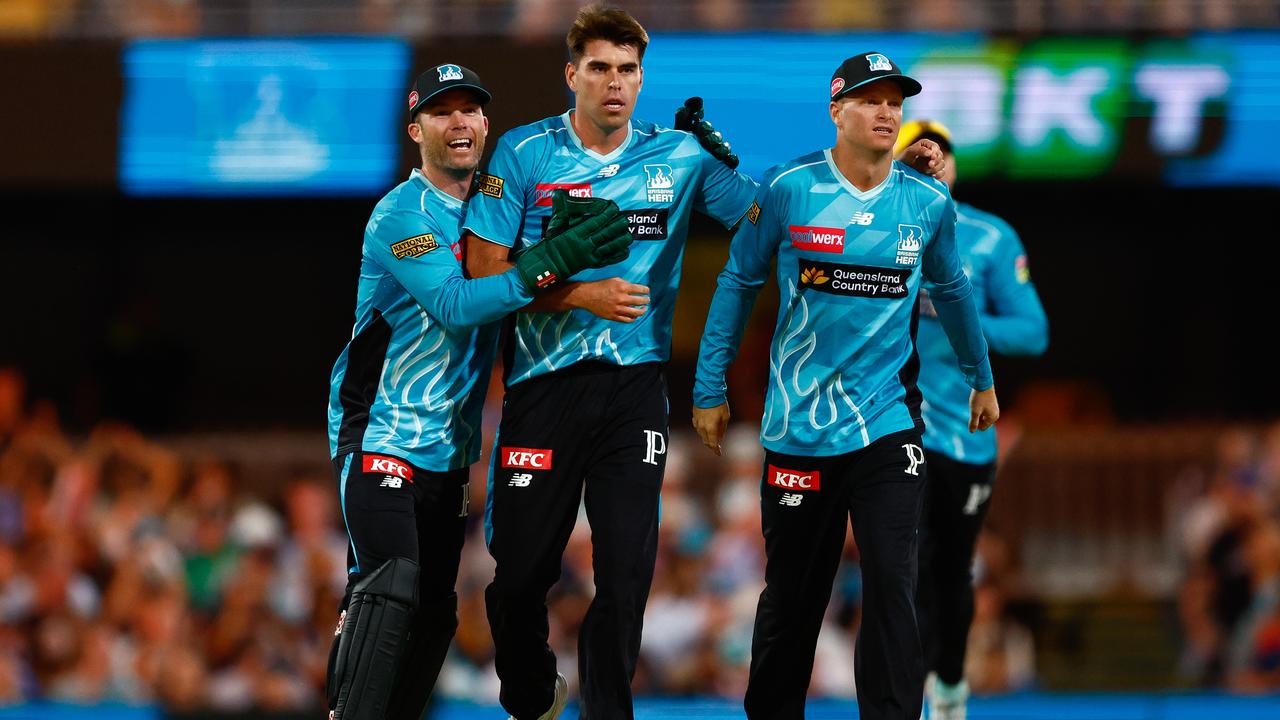 Brisbane teammates congratulate Xavier Bartlett
