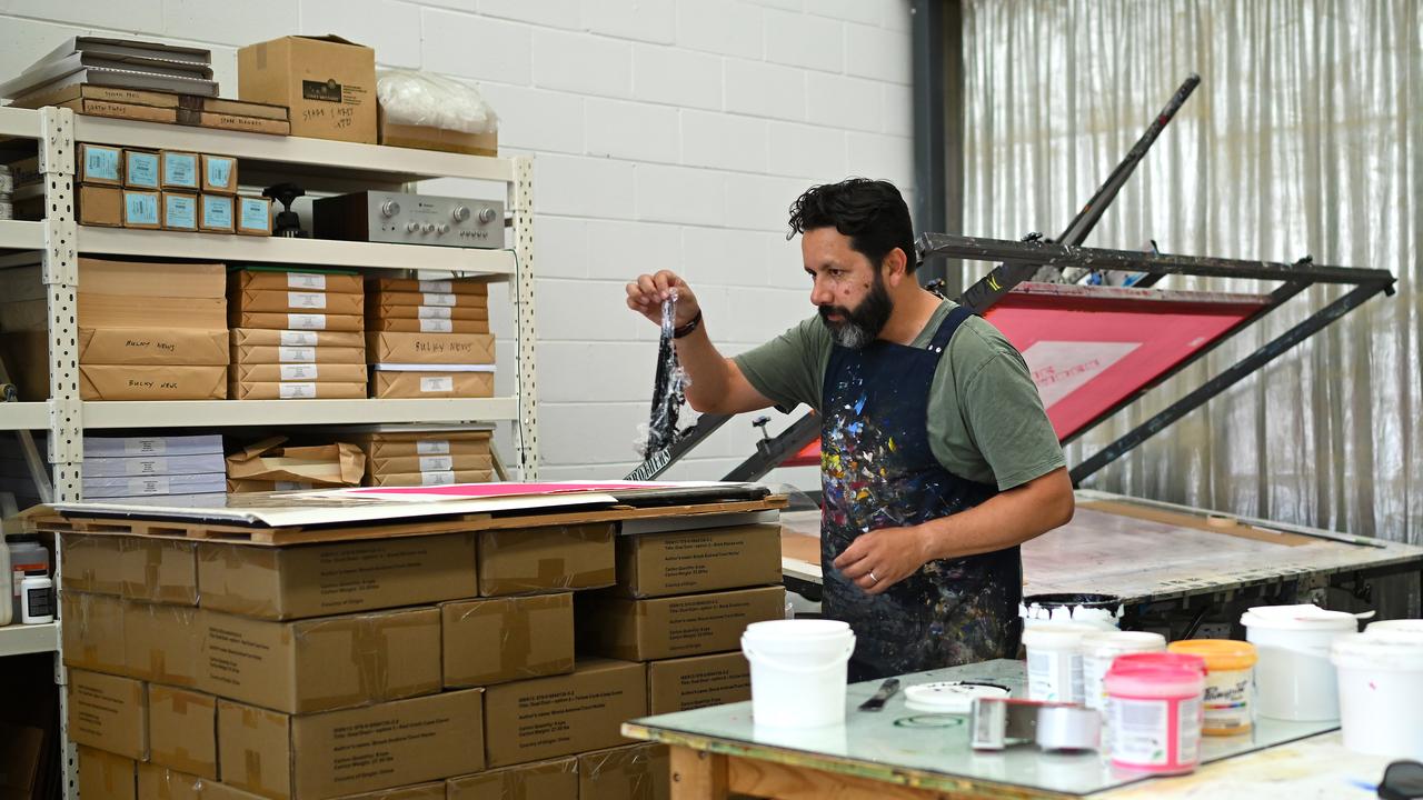 Trent Walter at his printing press