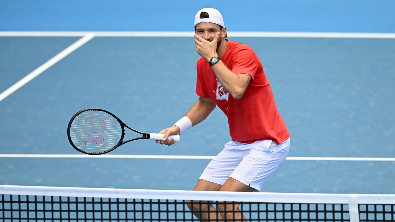 Grigor Dimitrov of Bulgaria in action