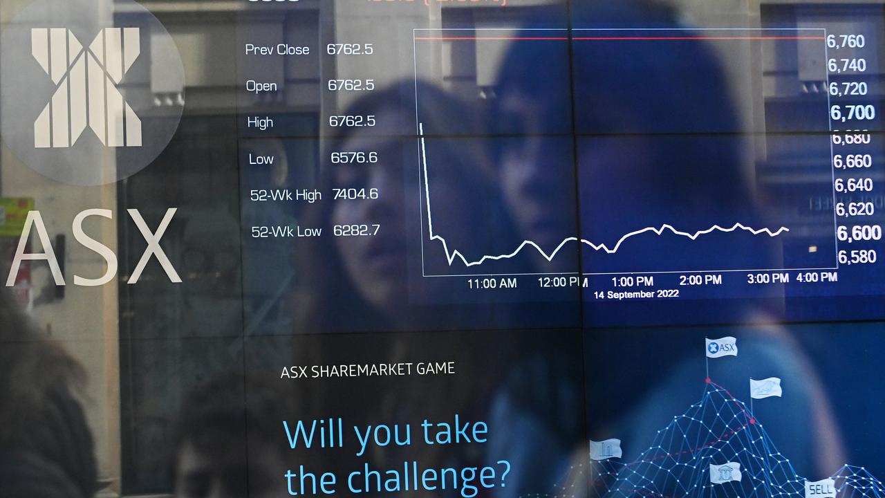 Indicator boards in the window of the Australian Securities Exchange