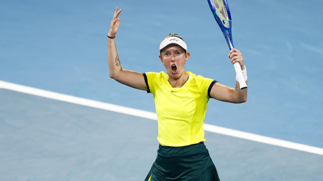 Storm Hunter celebrates her win in the United Cup.