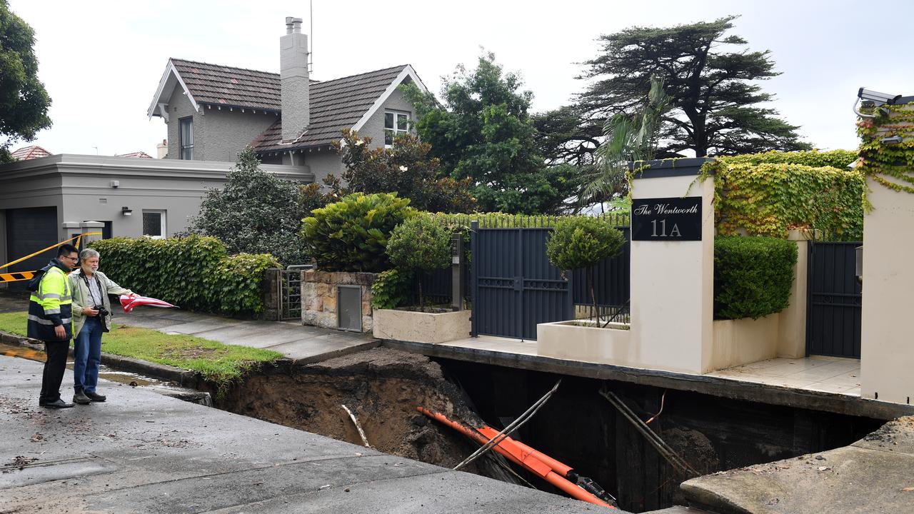 A sinkhole opened up in the suburb of Point Piper in Sydney in 2017