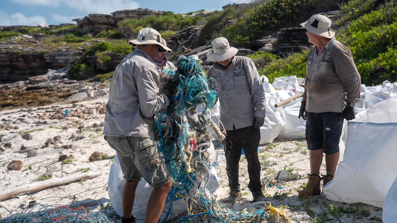 Volunteers cleaning up the beach