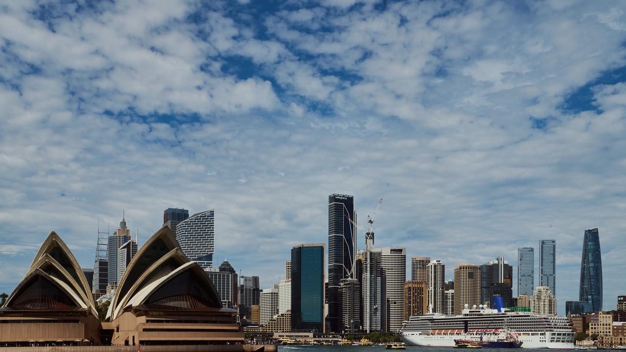 View of Circular Quay skyline from a ferry