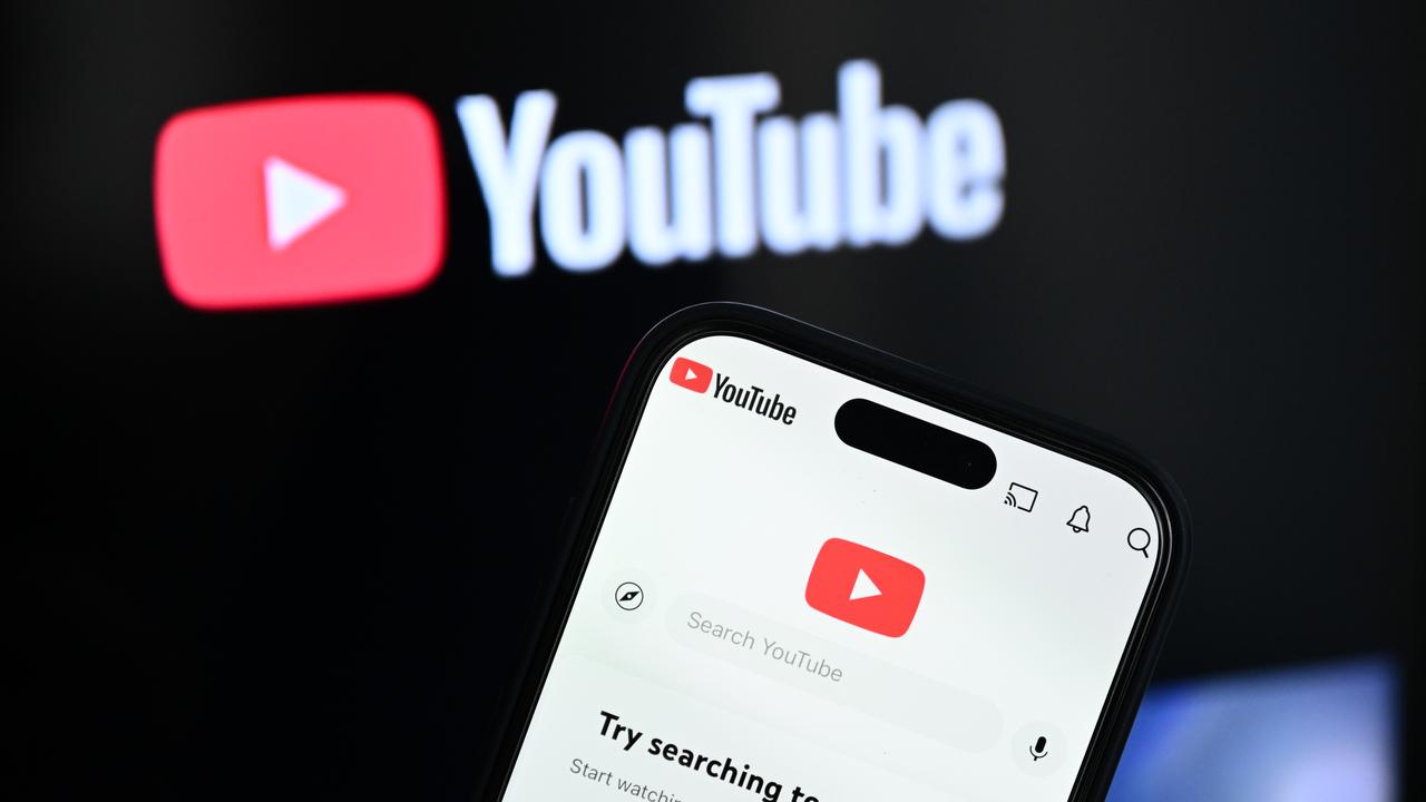 YouTube signage on a smartphone (file image)