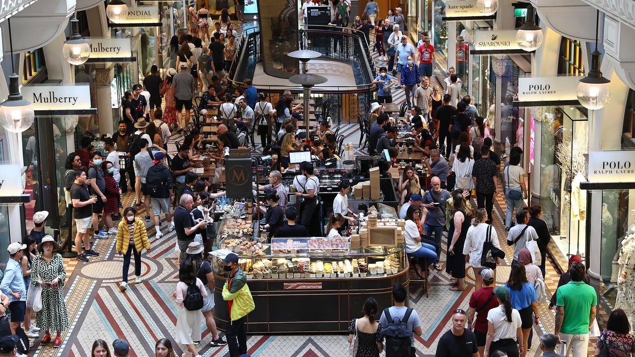 Shoppers are seen in QVB during Boxing Day Sales