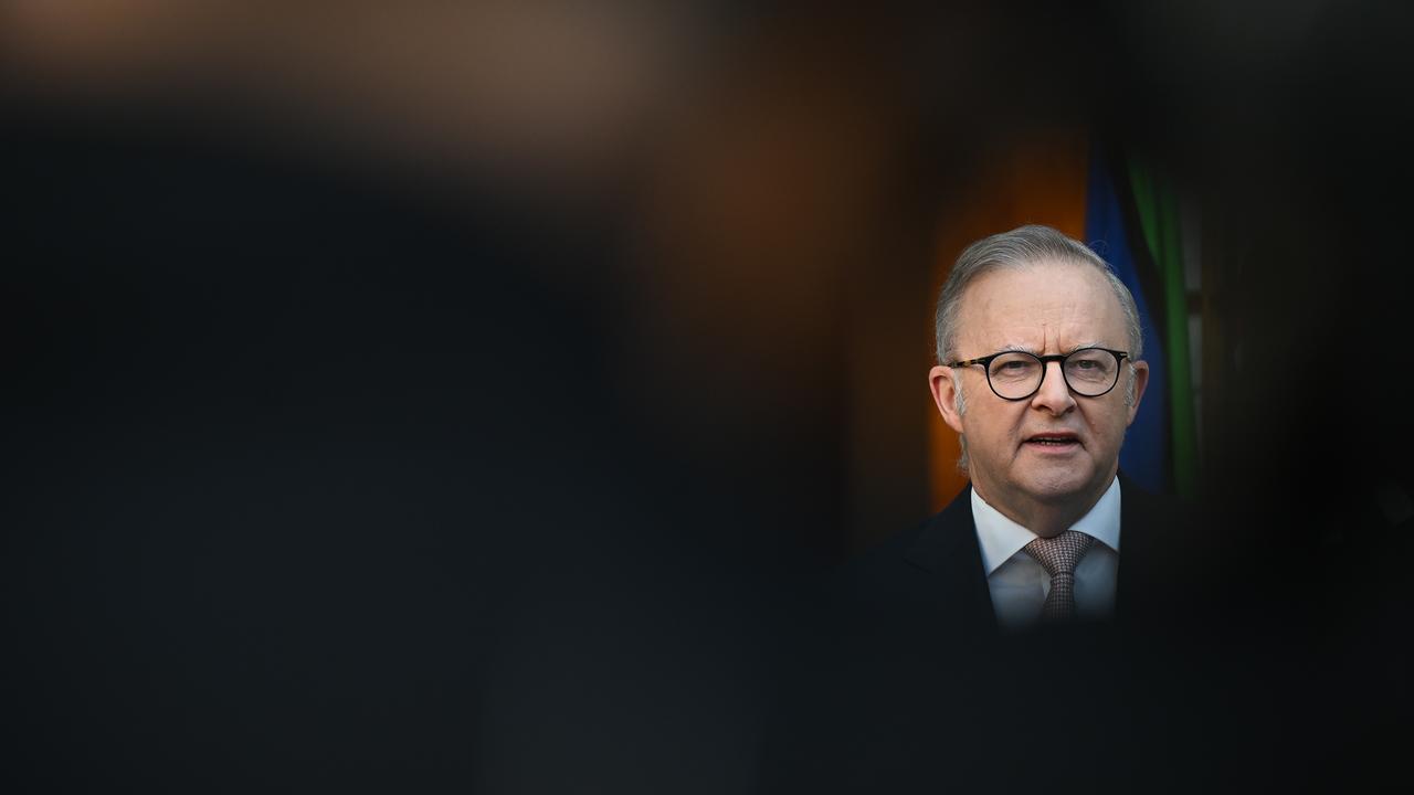 Prime Minister Anthony Albanese speaks to the media
