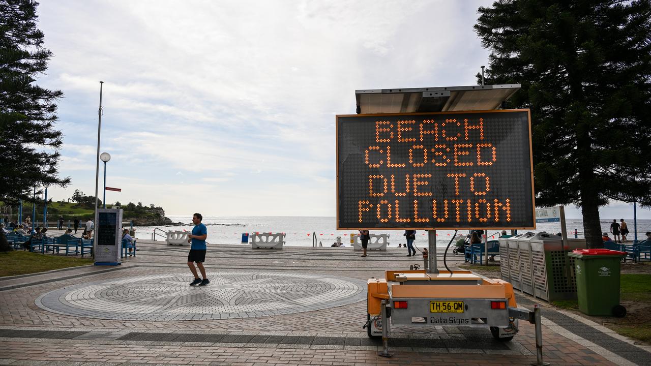 Beach closed sign