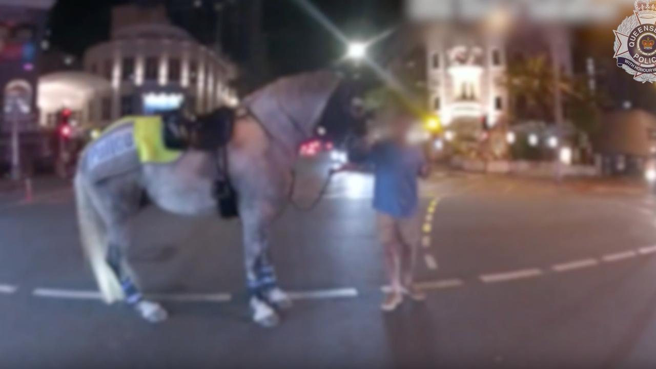 A man holds the horse