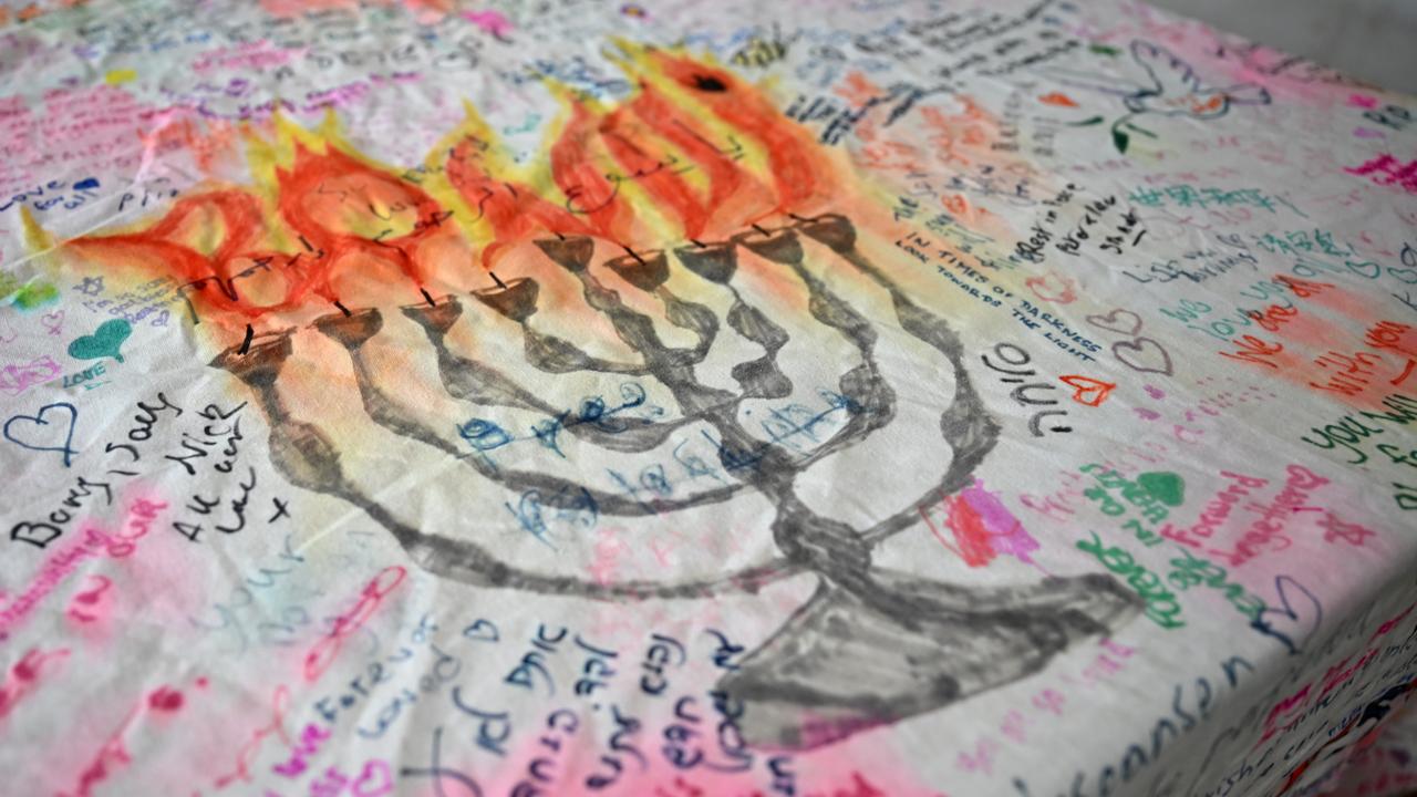 An artwork left at the Bondi memorial