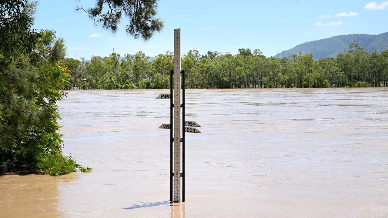 A flood height gauge on the Fitzroy River