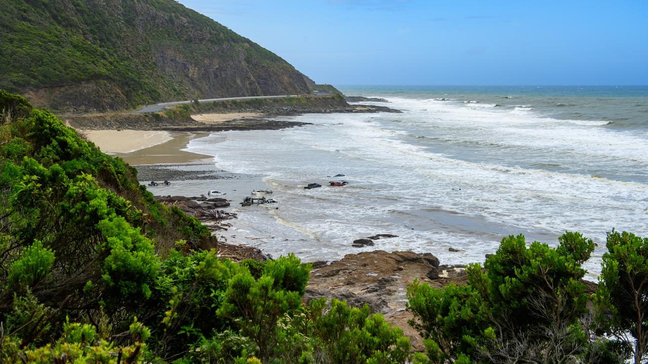 Cars in ocean after floods