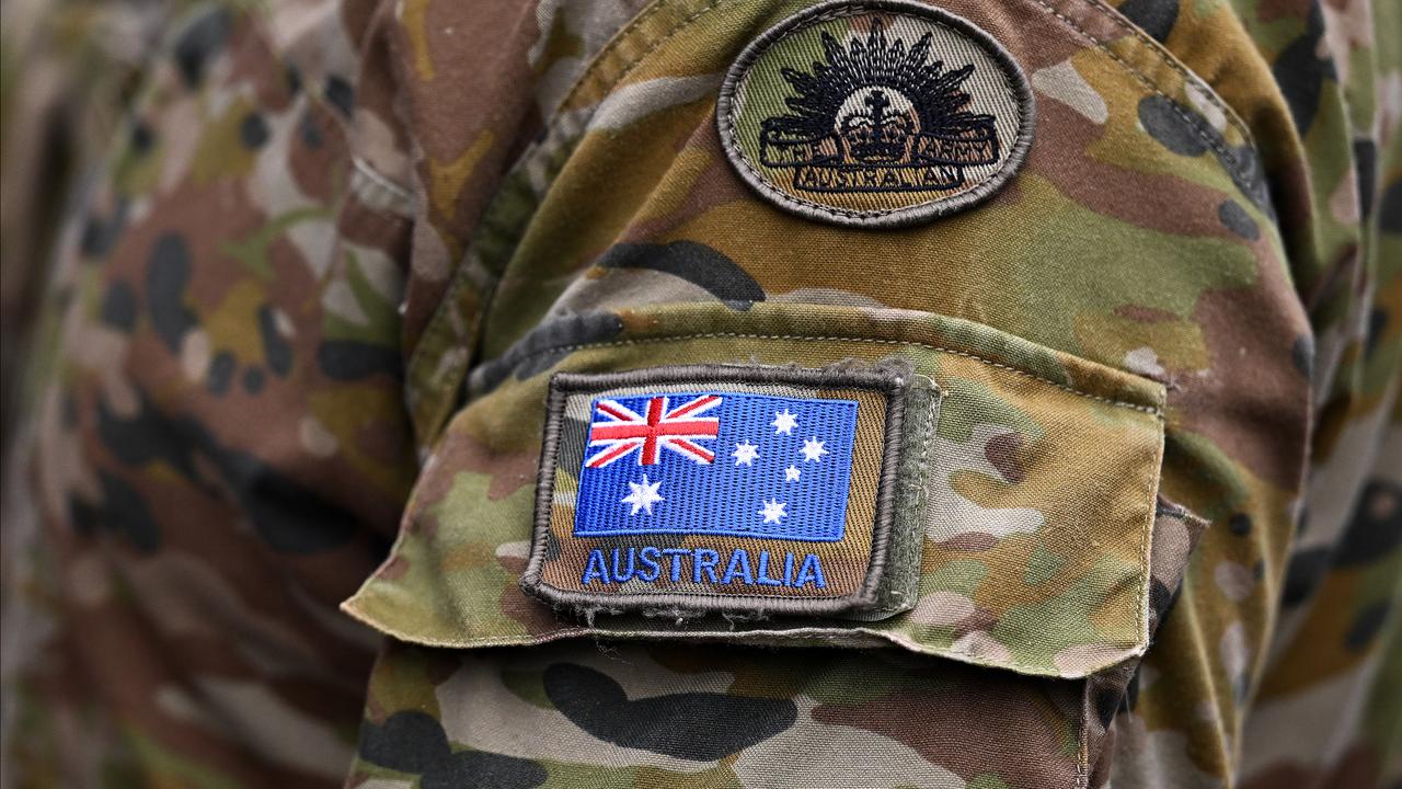 Australian flag pictured on the uniform of Australian Army personnel