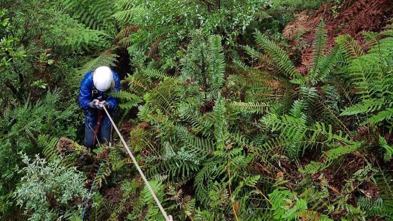 An SES member during the initial search (file image)