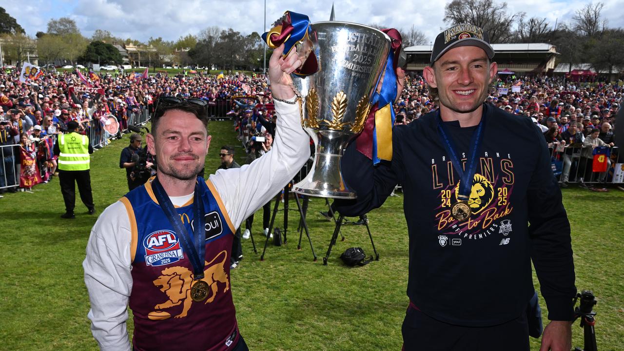 (L-R) Lachie Neale and Harris Andrews.