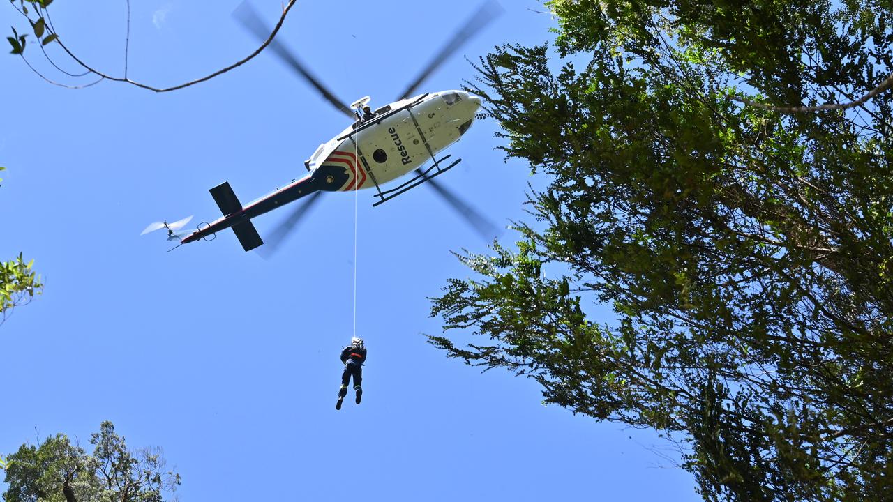 Helicopter searching bushland