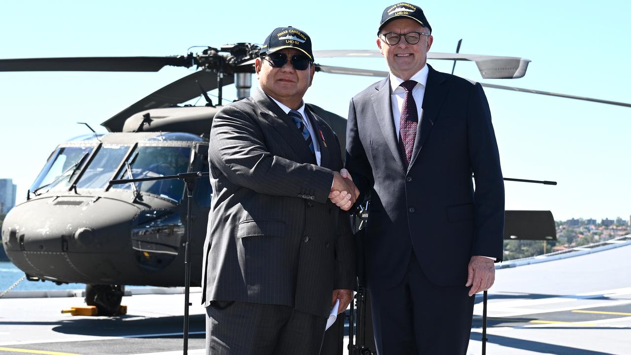 Anthony Albanese and Prabowo Subianto (file image)