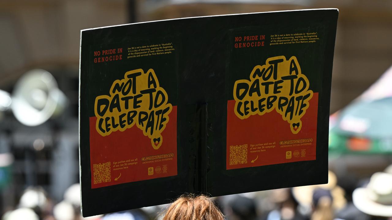 Protesters at an Invasion Day rally in Brisbane