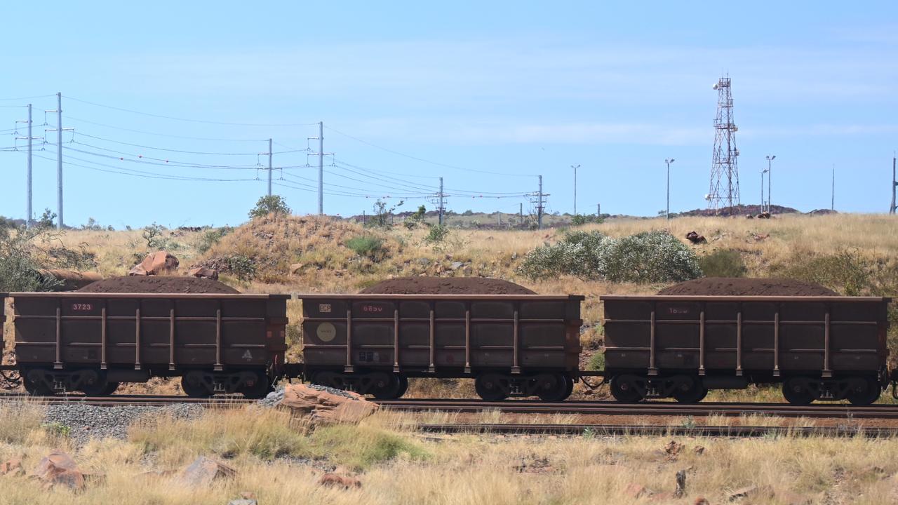 A train carrying iron ore