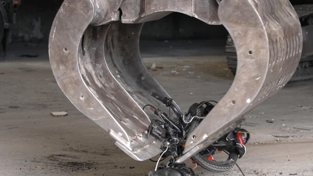A crushed e-bike