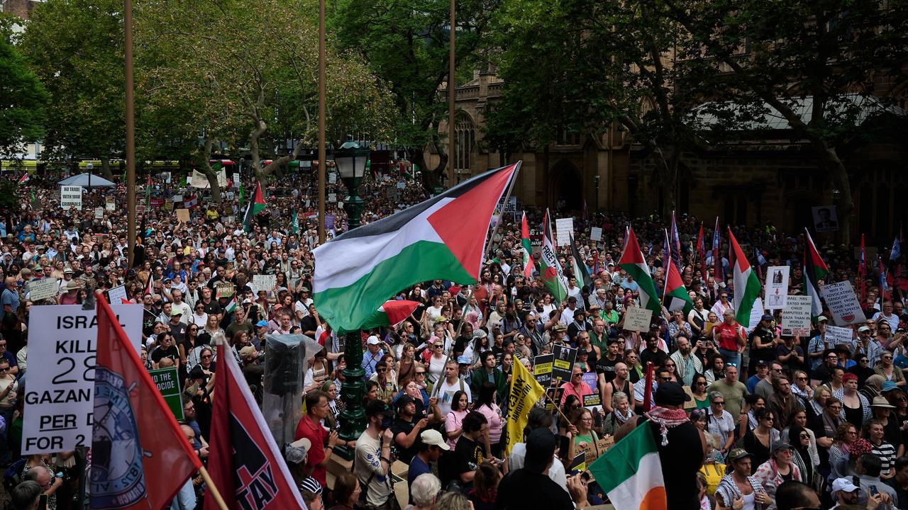 Pro-Palestine protesters at Sydney Town Hall