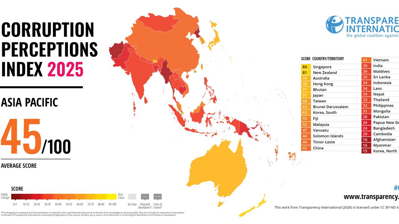 Corruption perceptions across the Asia Pacific Region