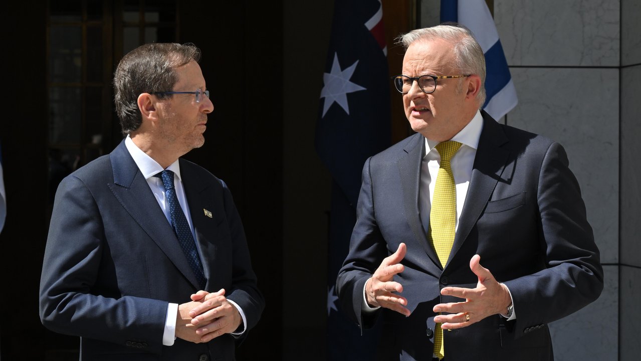 Israel's President Isaac Herzog and Prime Minister Anthony Albanese