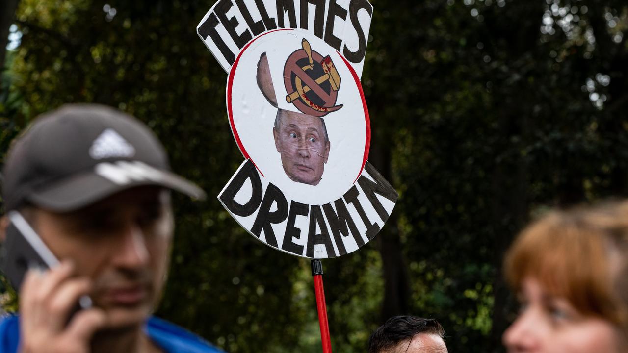 Protesters during a rally against the war in Ukraine in Melbourne