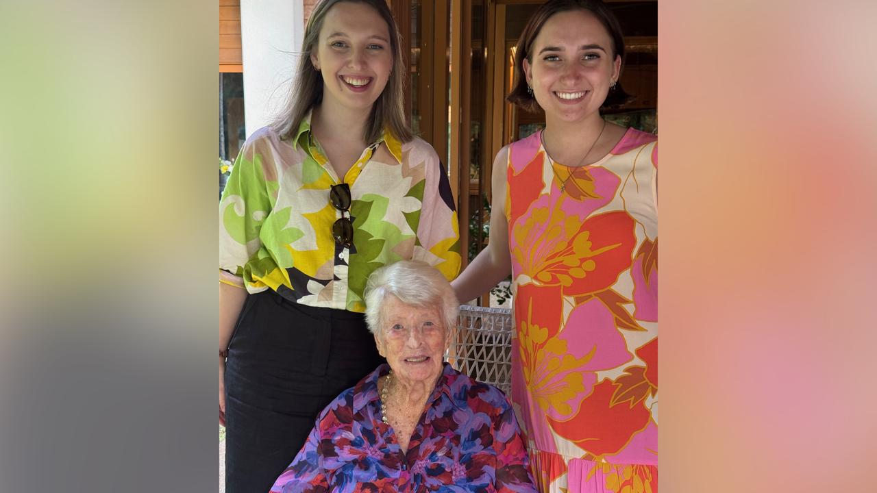 Stephanie and Alexandra Jordan pose for a photo with gran Dell Yarham