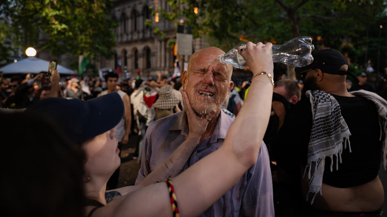 Man being treated for pepper spray