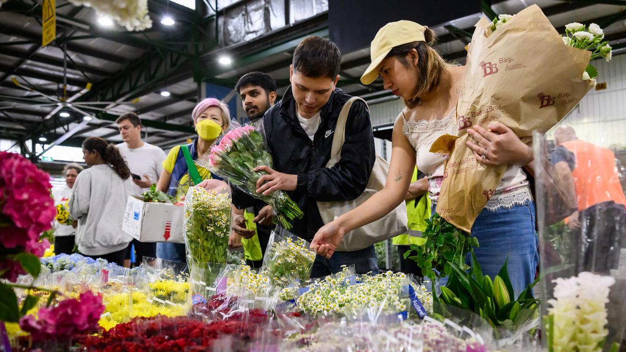 Members of the public purchase flowers ahead of Valentine's Day