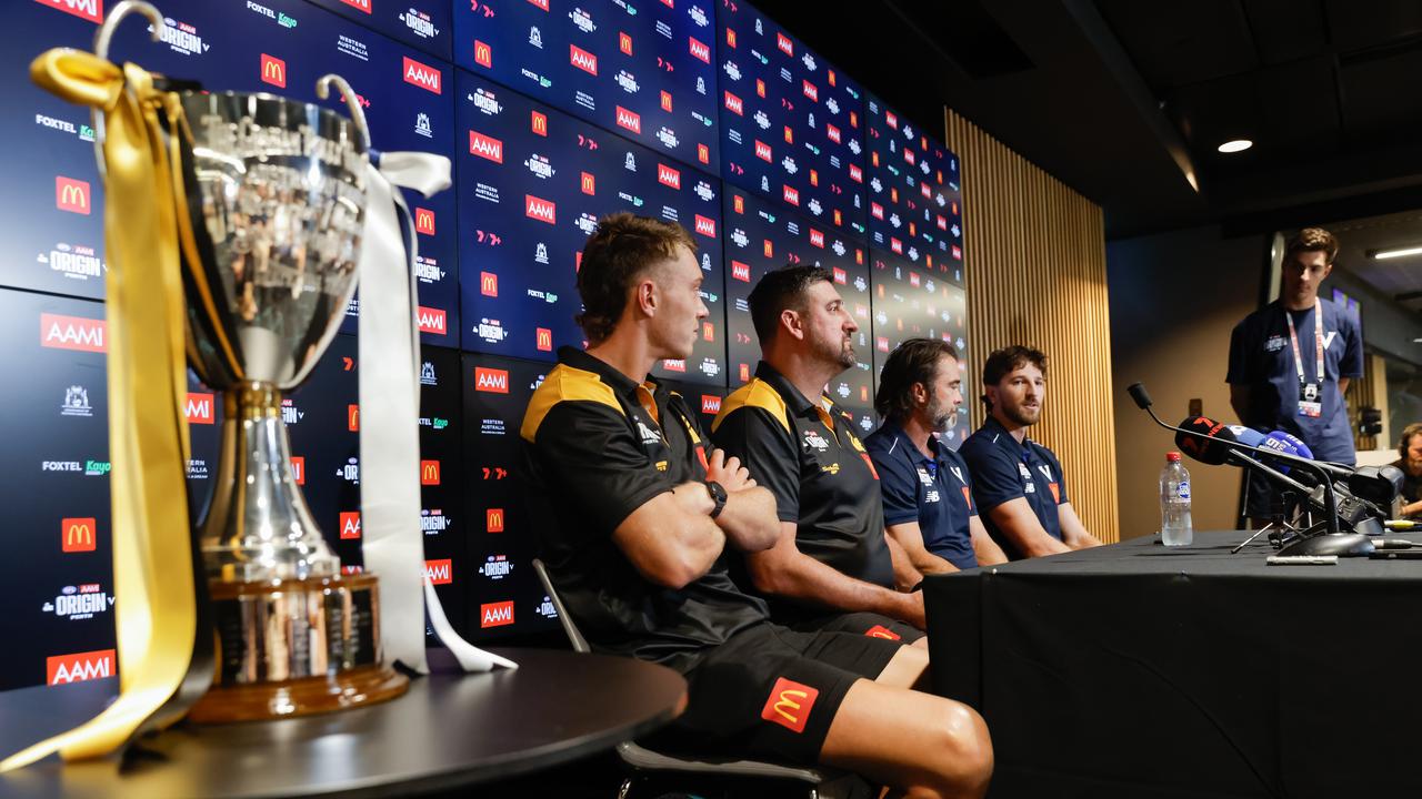 (L-R) Patrick Cripps, Dean Cox, Chris Scott and Marcus Bontempelli.