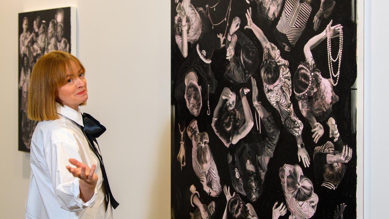 Julie Fragar with her work at the fair